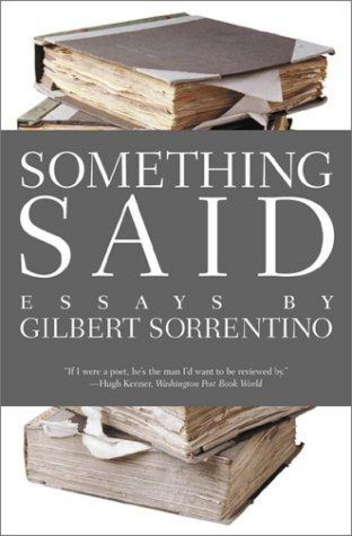 Something said : essays by Gilbert Sorrentino.