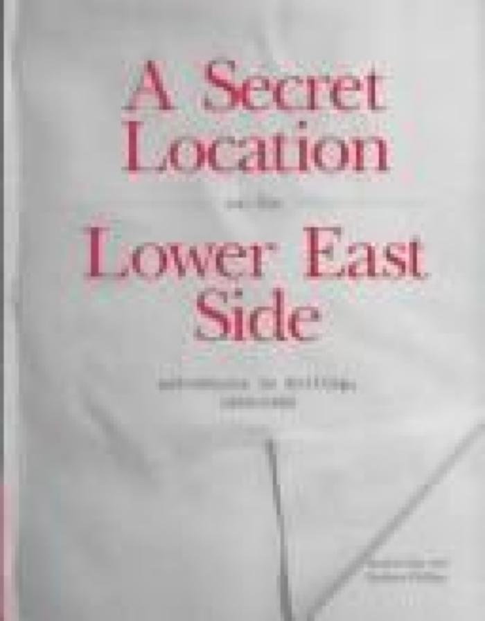 A secret location on the Lower East Side: adventures in writing 1960-1980