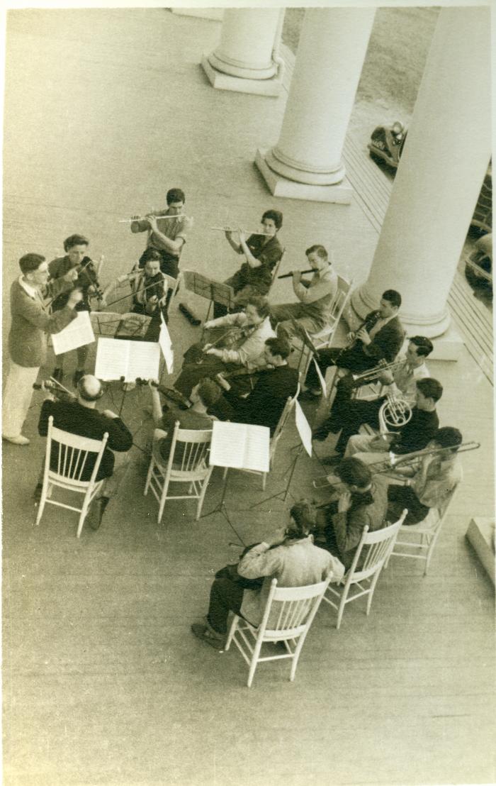 Black Mountain College Orchestra on the porch of Lee Hall