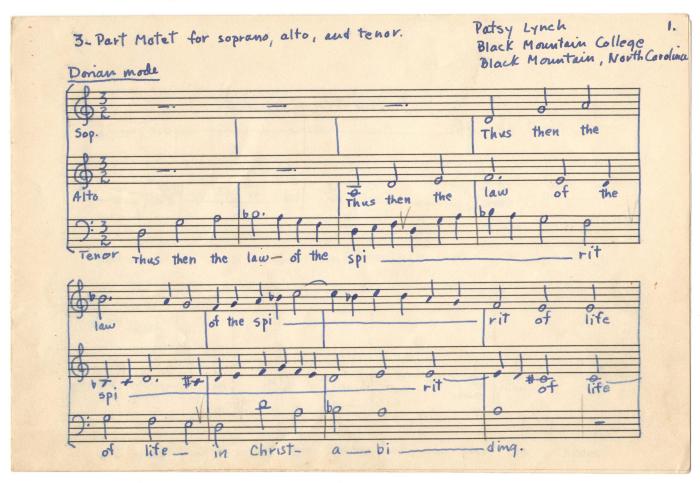 Score for 3-Part Motet for Soprano, Alto and Tenor