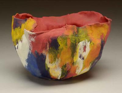Red, Blue, Yellow, White Pinched Bowl