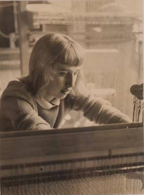 Mimi French in the Weaving Studio, Black Mountain College