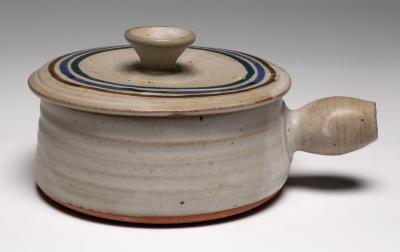 Untitled (White Soup Crock with Stripes)