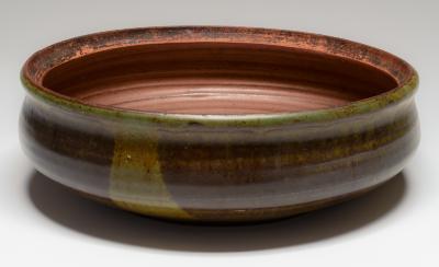 Untitled [Brown and Green Serving Bowl or Casserole Bowl without Lid]
