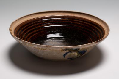 Untitled [Serving Bowl with Blue, Yellow, and Green Designs on Exterior]