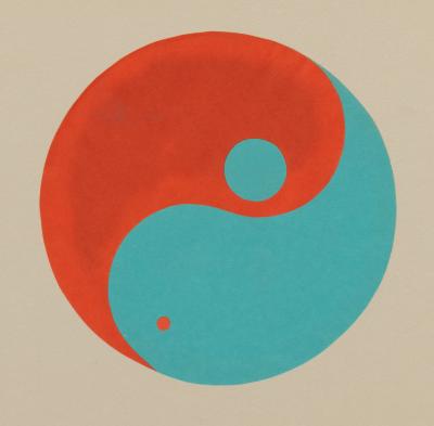 Untitled (Color Study: Red and Blue Yin Yang Design)