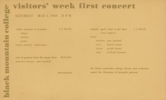 Visitors' Week First Concert Program