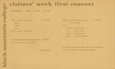 Visitors' Week First Concert Program