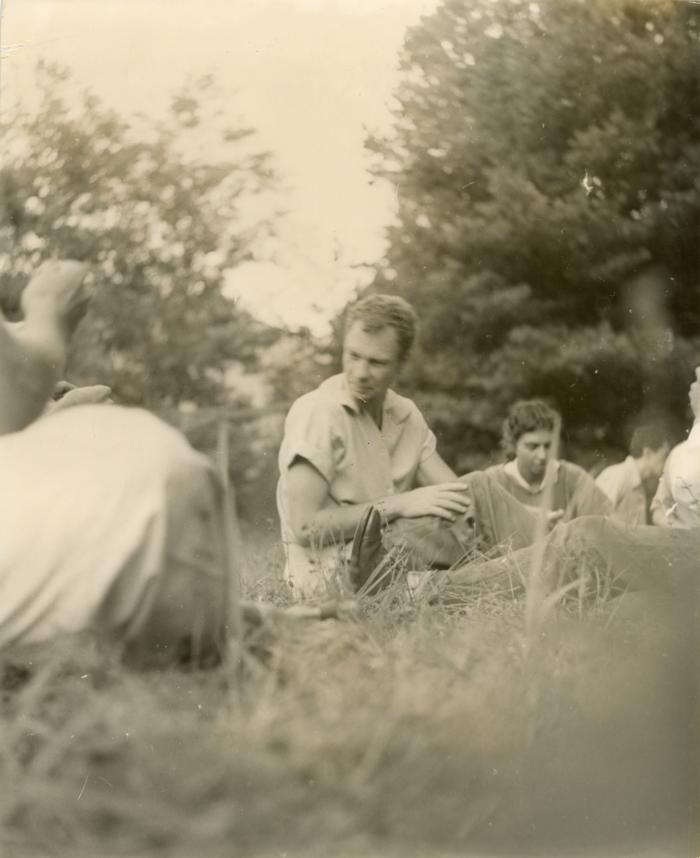 Untitled [Merce Cunningham and others having a picnic at Black Mountain College]