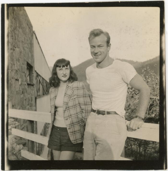 Erris Burnett and Ronald Jackson outside of the Studies Building