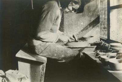 M.C. Richards at her studio at Stony Point