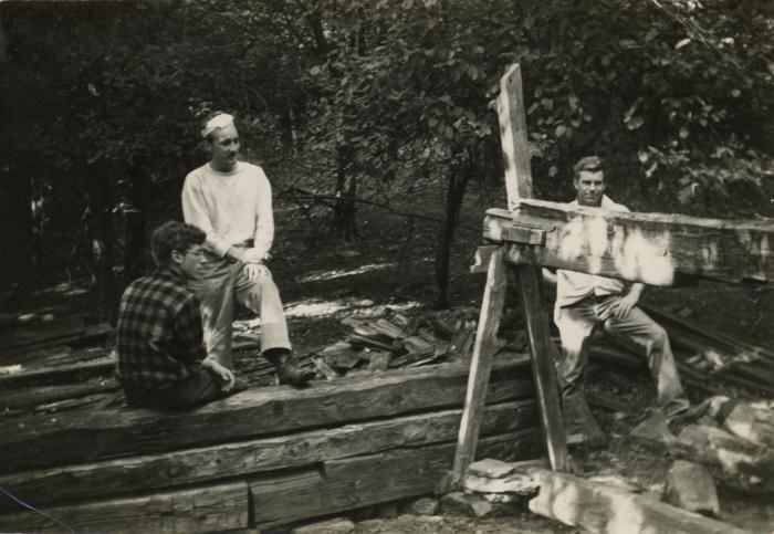 Charles "Pilk" Boyce, Warren Outten, and other student at Lake Eden campus