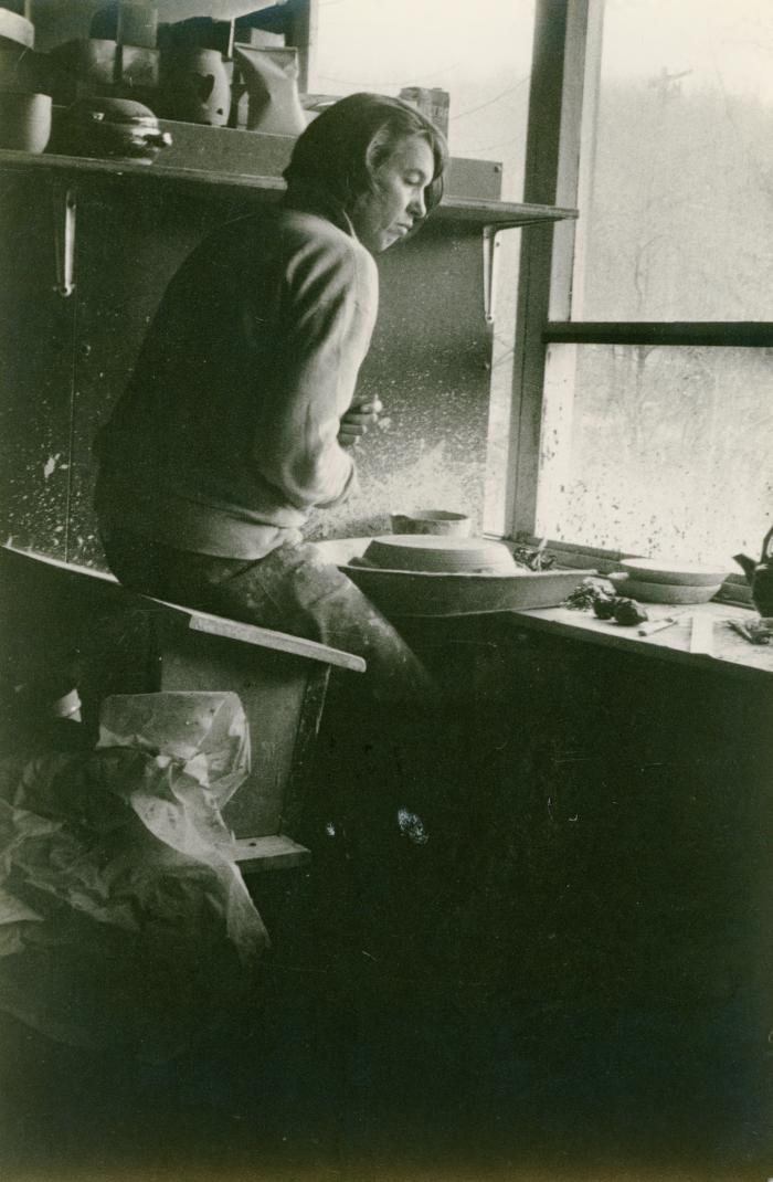 M.C. Richards at her studio at Stony Point