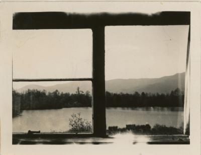 View outside window towards Lake Eden