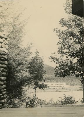 View of the Studies Building across Lake Eden