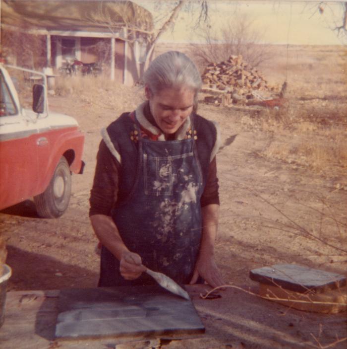 Cynthia Homire working at outdoors