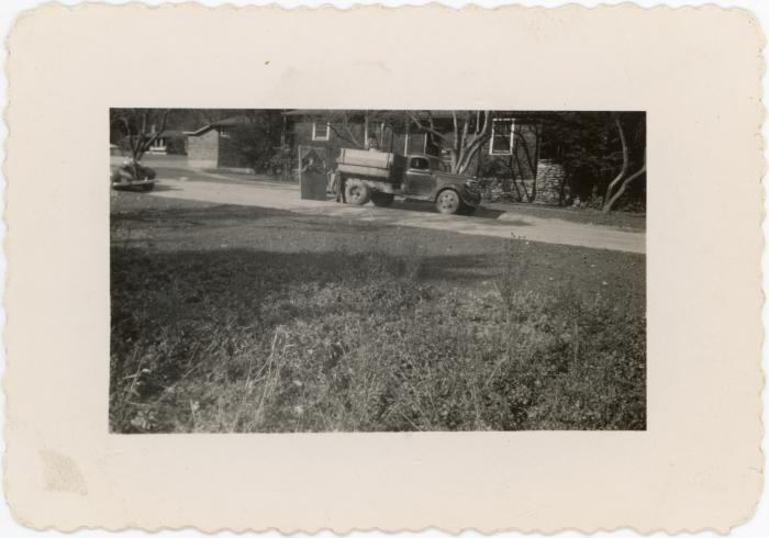 Unloading a truck in front of the Dining Hall