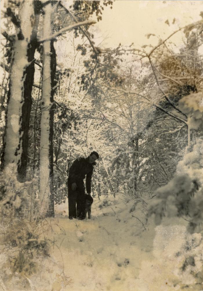 Unknown student with dog