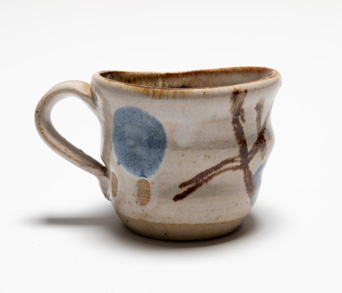 Untitled [White Mug with Blue Glaze Design]