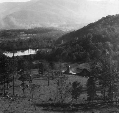 View of Black Mountain College campus at Lake Eden