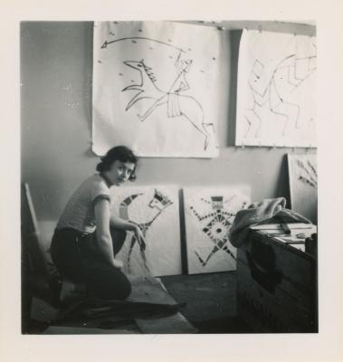 Elaine Schmitt Urbain in the studio