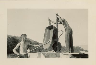 Charles Lindsley during the construction of the Studies Building