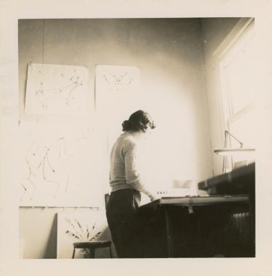 Elaine Schmitt Urbain in the studio