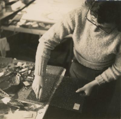 Elaine Schmitt Urbain in the studio